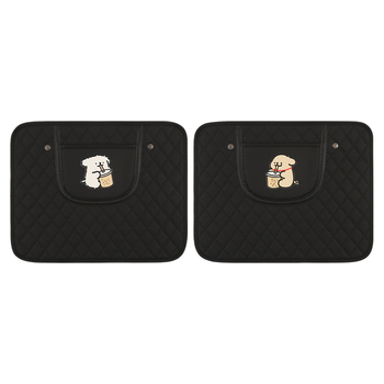 Протектор за задната облегалка на автомобилното седло със карикатурен дизайн, PU материал, пяна за пълнеж, универсален, висящ джоб за съхранение