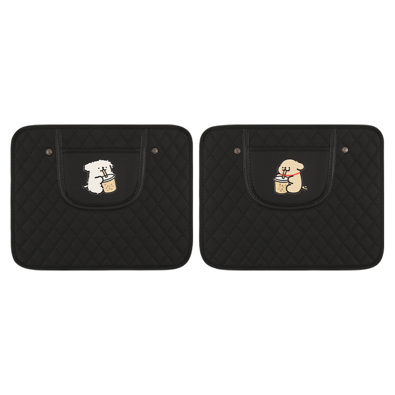 Протектор за задната облегалка на автомобилното седло със карикатурен дизайн, PU материал, пяна за пълнеж, универсален, висящ джоб за съхранение