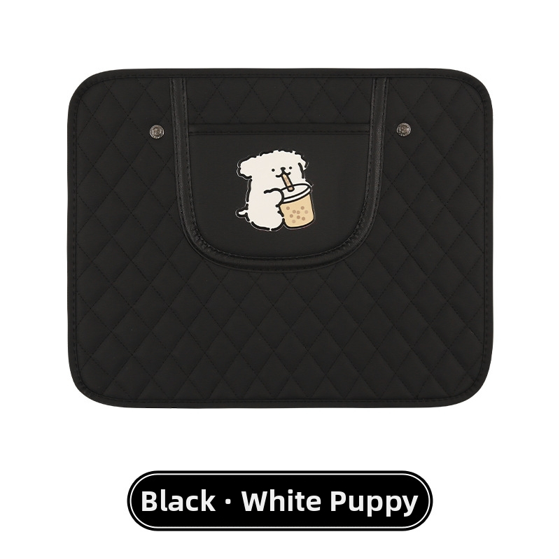 Протектор за задната облегалка на автомобилното седло със карикатурен дизайн, PU материал, пяна за пълнеж, универсален, висящ джоб за съхранение