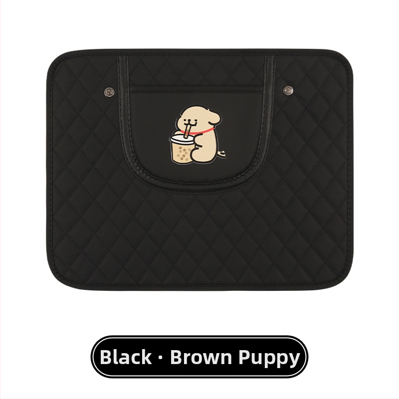 Протектор за задната облегалка на автомобилното седло със карикатурен дизайн, PU материал, пяна за пълнеж, универсален, висящ джоб за съхранение