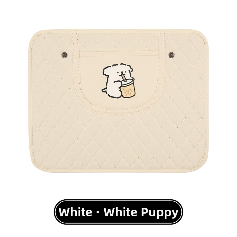 Протектор за задната облегалка на автомобилното седло със карикатурен дизайн, PU материал, пяна за пълнеж, универсален, висящ джоб за съхранение