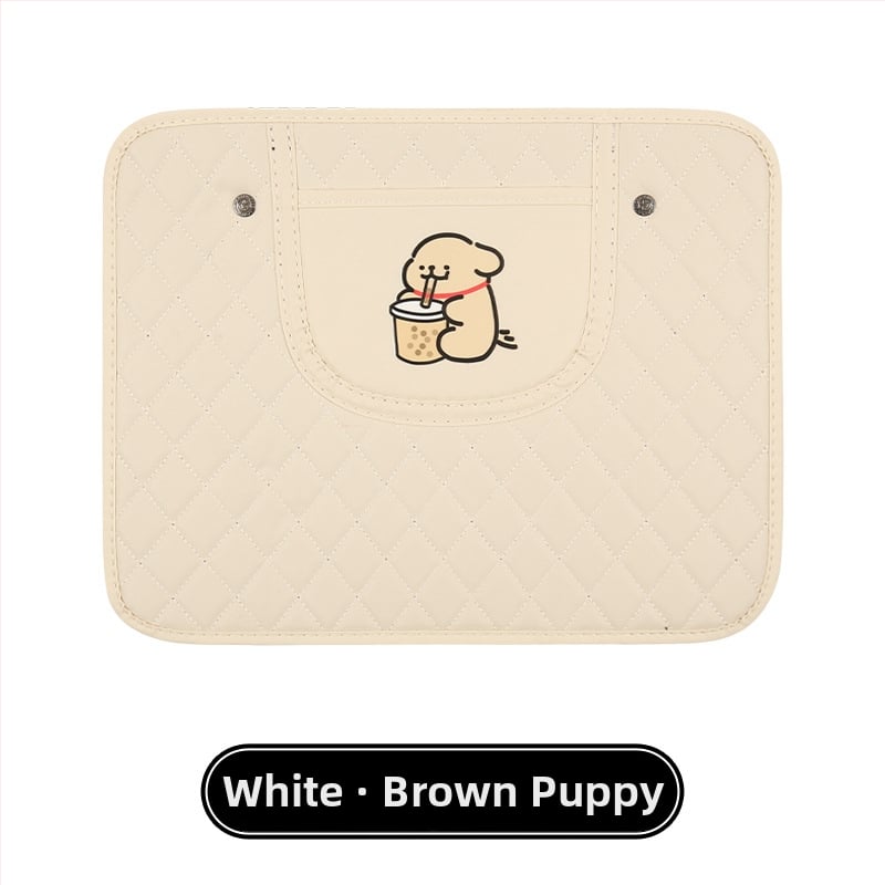 Протектор за задната облегалка на автомобилното седло със карикатурен дизайн, PU материал, пяна за пълнеж, универсален, висящ джоб за съхранение