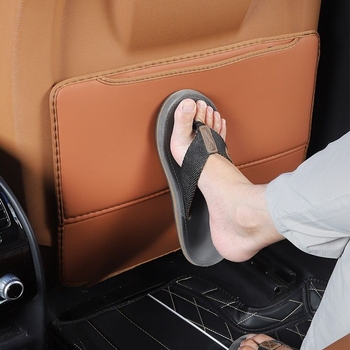 Mingshang кожен протектор за облегалката на задната седалка — анти-удар и анти-износване, универсален за всички сезони, пълнител от гъба, модел с автомобилен логотип