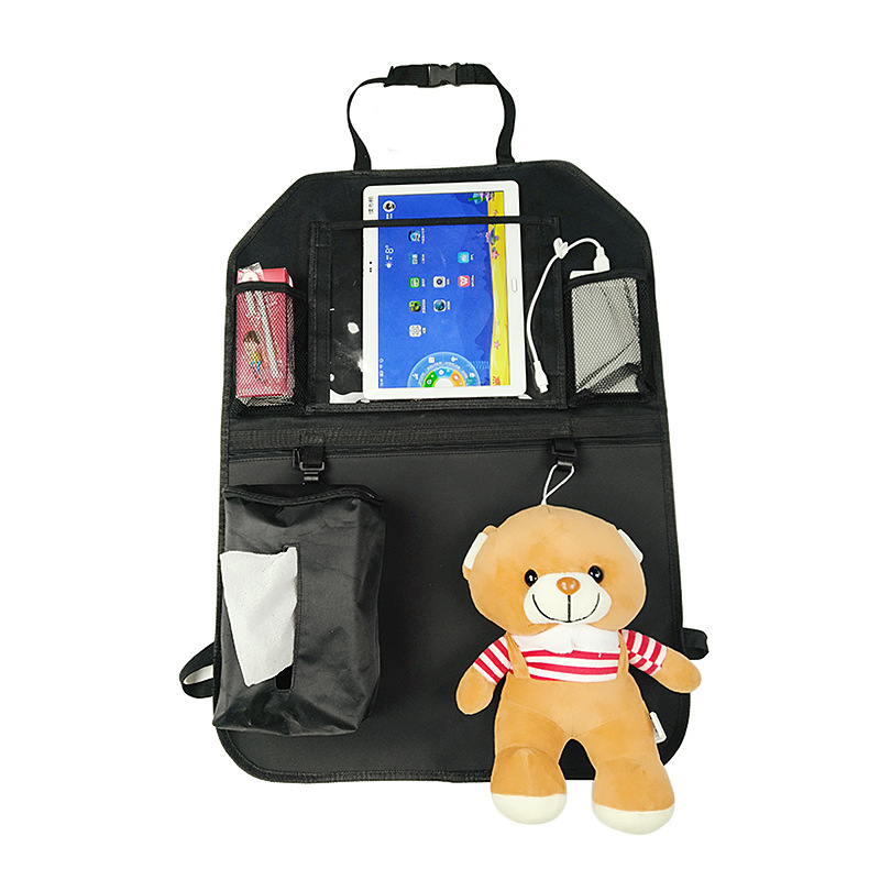 Protector din piele pentru spatele scaunului auto, cu buzunar de depozitare suspendat, potrivire universală, personalizabil