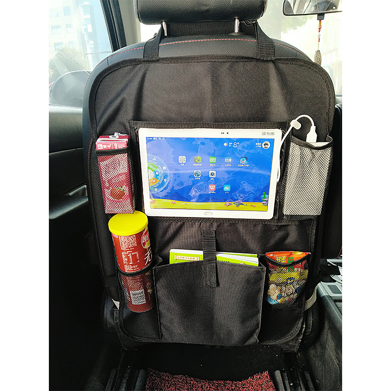 Protector din piele pentru spatele scaunului auto, cu buzunar de depozitare suspendat, potrivire universală, personalizabil