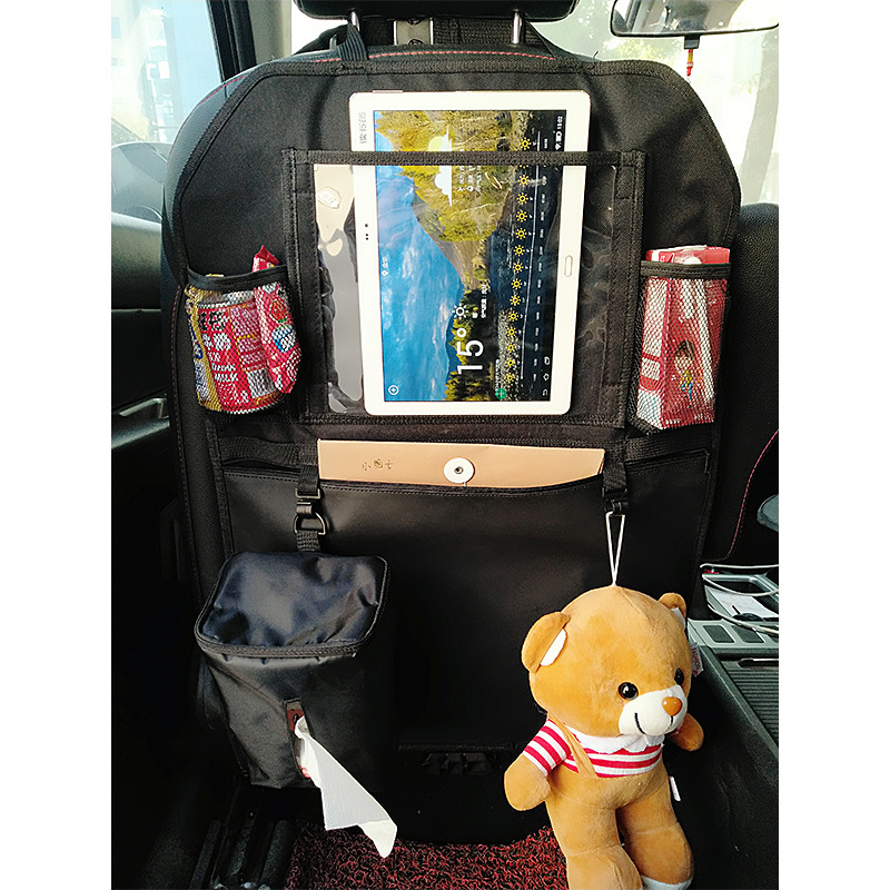 Protector din piele pentru spatele scaunului auto, cu buzunar de depozitare suspendat, potrivire universală, personalizabil