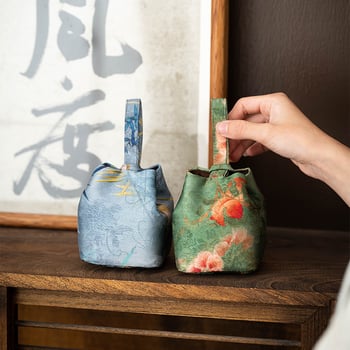 Θήκη αποθήκευσης σετ τσαγιού, φορητή υφασμάτινη θήκη για τσαγιού, πολυχρηστική, νέο κινέζικο στυλ