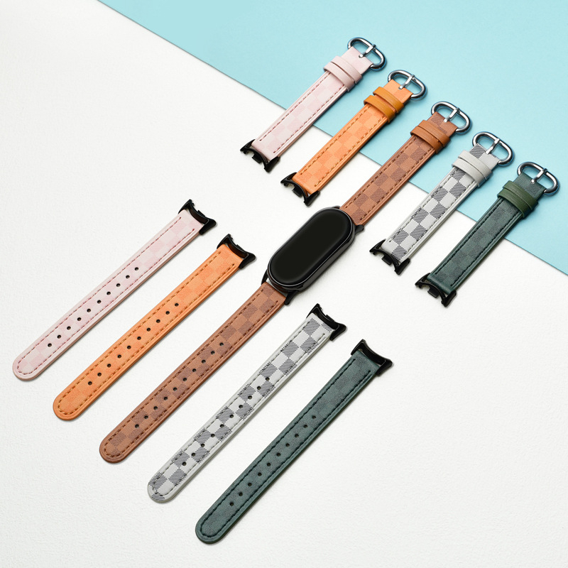 Mi Band 8/9 Каишка от кожа с каре — спортна, против изпотяване, универсална (Бранд: Alles; Стил: Прост; Съвместимост: Mi Band 8/9)