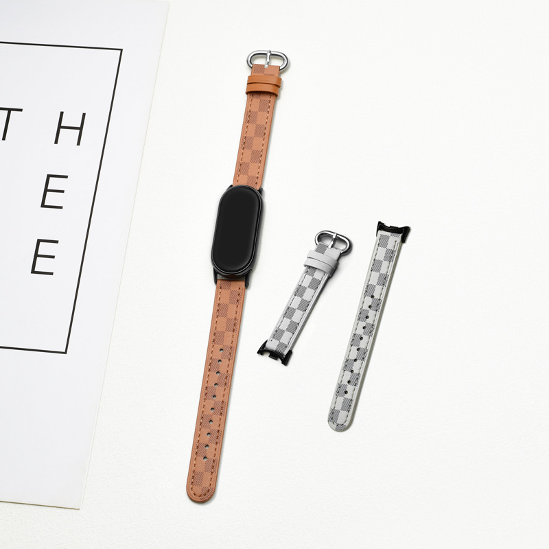 Mi Band 8/9 Каишка от кожа с каре — спортна, против изпотяване, универсална (Бранд: Alles; Стил: Прост; Съвместимост: Mi Band 8/9)