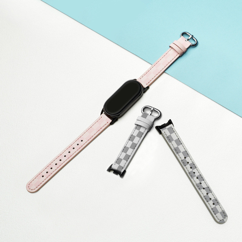 Mi Band 8/9 Каишка от кожа с каре — спортна, против изпотяване, универсална (Бранд: Alles; Стил: Прост; Съвместимост: Mi Band 8/9)