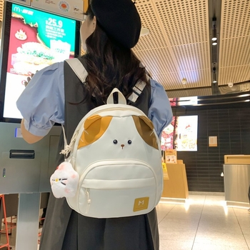 Japanski stil slatka mačkica ranac za djecu, najlon, životinjski uzorak, zakrivljene naramenice, svakodnevna uporaba