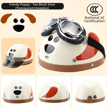 Karikatūras suņa pusķivere, ABS materiāls, 3C sertifikāts, piemērota visām sezonām, elektrisko motociklu lietošanai