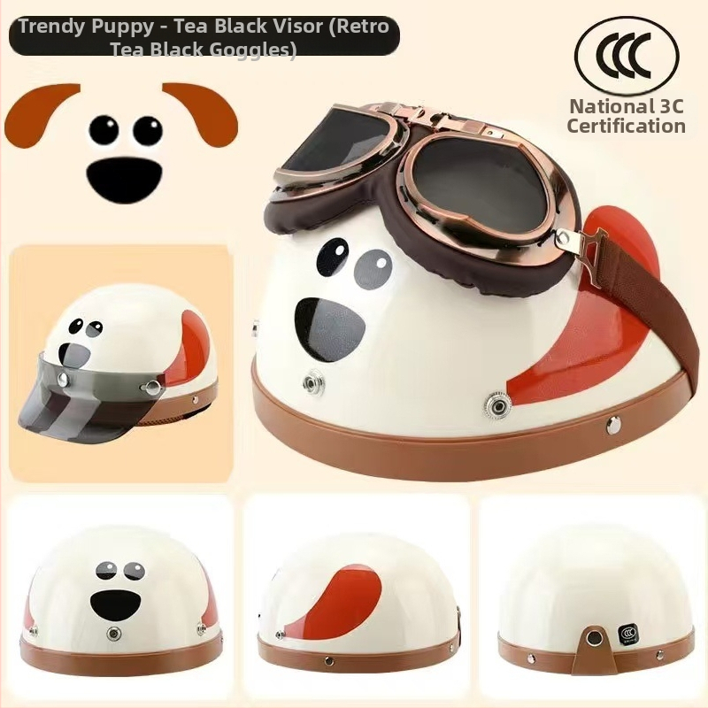 Karikatūras suņa pusķivere, ABS materiāls, 3C sertifikāts, piemērota visām sezonām, elektrisko motociklu lietošanai