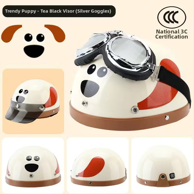 Karikatūras suņa pusķivere, ABS materiāls, 3C sertifikāts, piemērota visām sezonām, elektrisko motociklu lietošanai