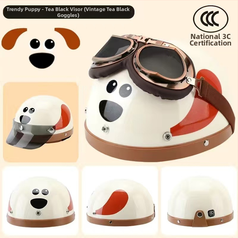 Karikatūras suņa pusķivere, ABS materiāls, 3C sertifikāts, piemērota visām sezonām, elektrisko motociklu lietošanai