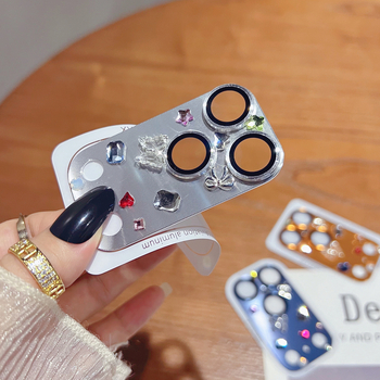 Prsteň ochrany objektívu fotoaparátu pre iPhone 17 s rhinestones, diamantovou vsadkou a hviezdičkovým motívom