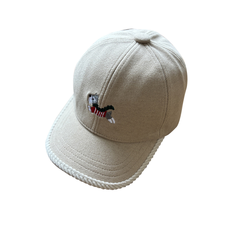 Téli pamut baseball sapka Schnauzer hímzéssel, rajzfilmszerű mintával, görbült visel és kupola koronával, 1–4 éveseknek, melegen tart