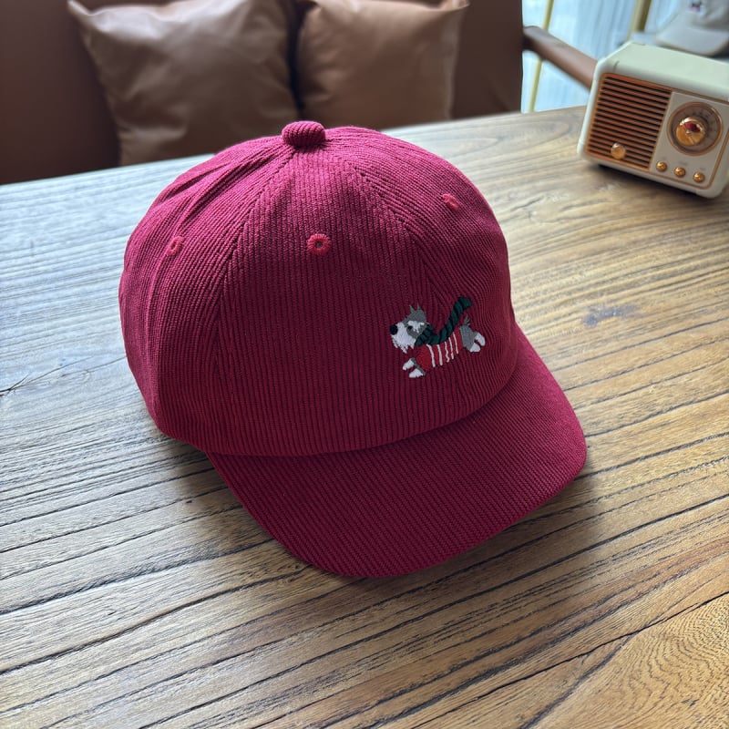 Téli pamut baseball sapka Schnauzer hímzéssel, rajzfilmszerű mintával, görbült visel és kupola koronával, 1–4 éveseknek, melegen tart