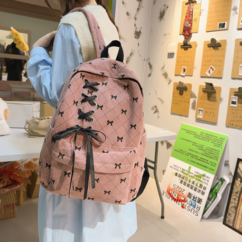 Corduroy ruksak s mašnicom – Unisex, 36–55L, za 15-inčni laptop