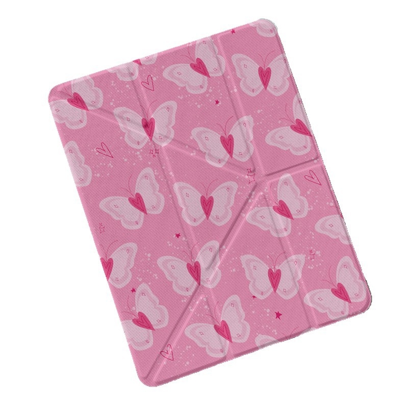 Husă pentru iPad cu protecție magnetică împotriva căderilor, buzunar pentru pix, suport în formă de Y, model cu fluture