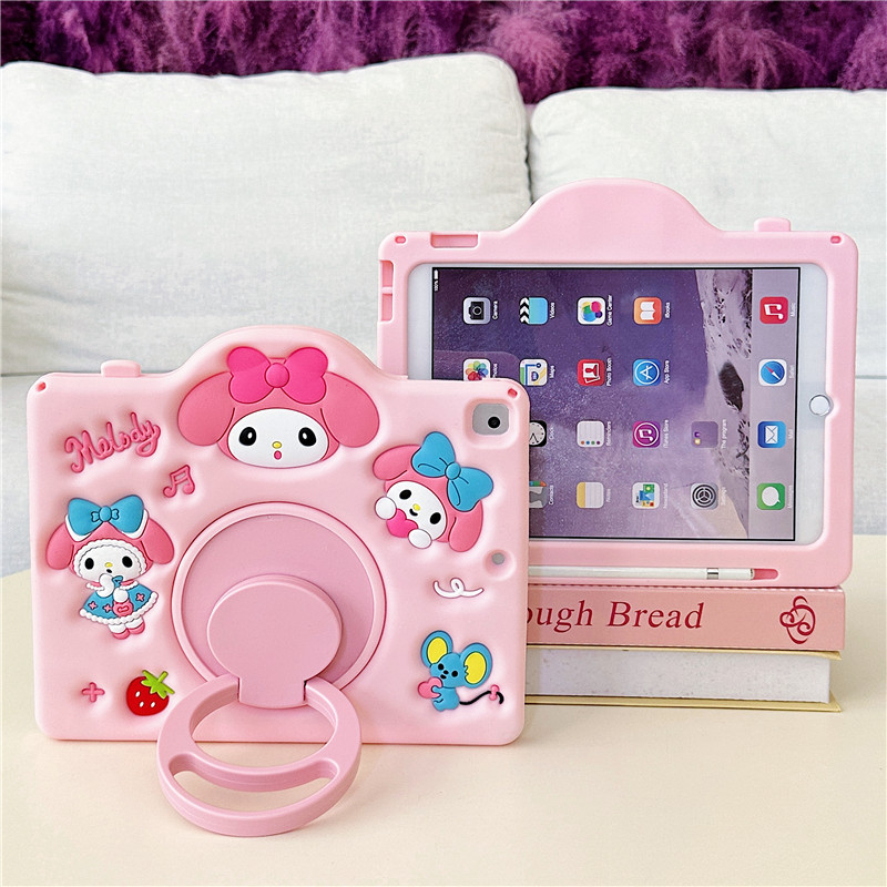 Melody karikatura zaštitna futrola za iPad 10 s rotirajućim stalkom, silikon, otporna na padove