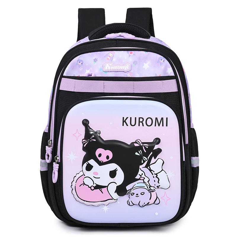 Kuromi ruksak s crtić dizajnom, lagan za leđa, velik kapacitet (Oxford tkanina, unisex, razredi 3–4, zakrivljene naramenice)