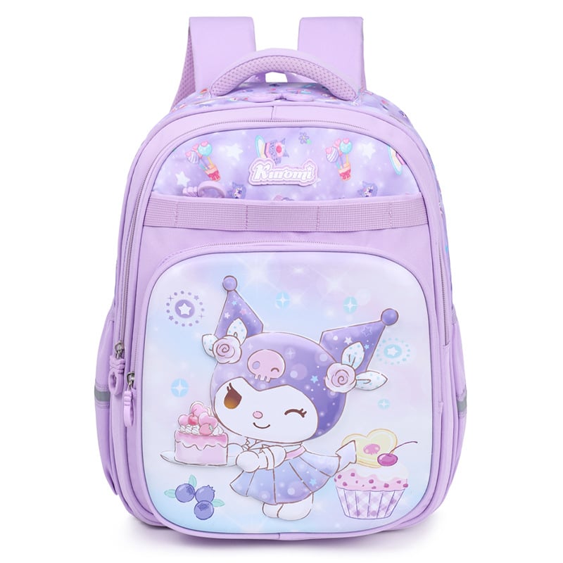 Kuromi ruksak s crtić dizajnom, lagan za leđa, velik kapacitet (Oxford tkanina, unisex, razredi 3–4, zakrivljene naramenice)
