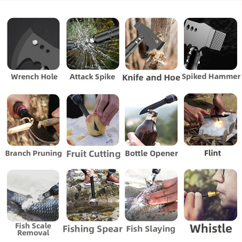 Lauko sulankstomas kirvis ir plaktukas – aliuminio lydinio komplektas