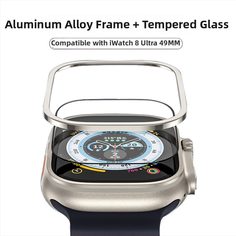 Priekšējā aizsargfilma priekš iWatch Ultra 2 — no alumīnija sakausējuma, temperēta, mehāniski apstrādāta