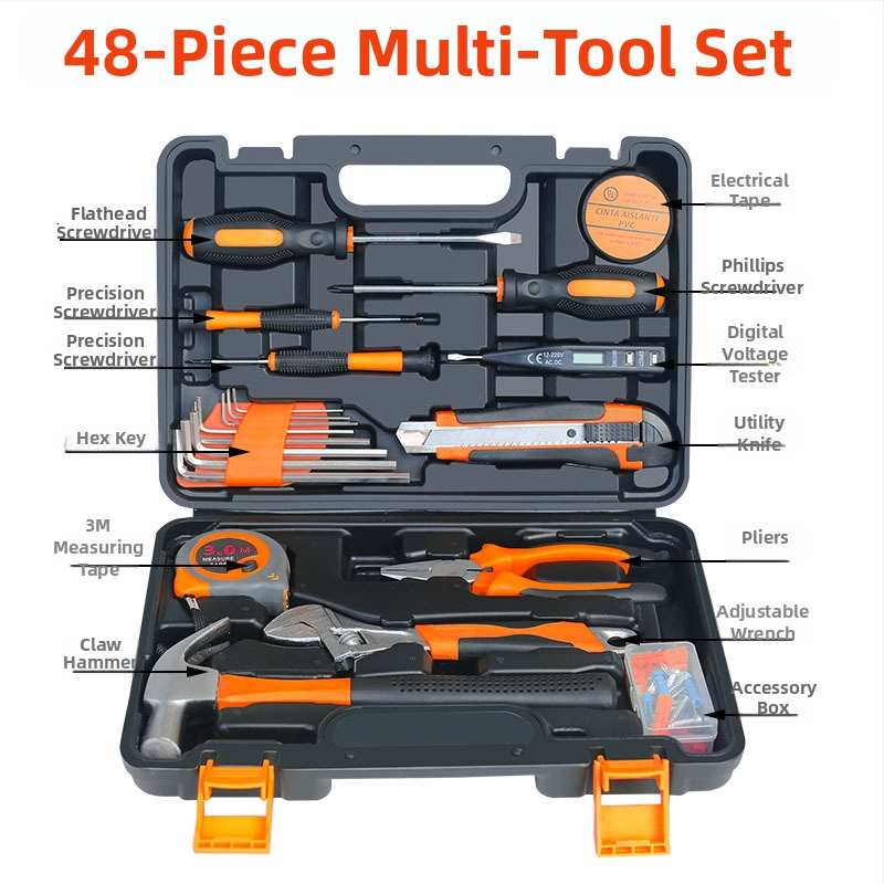 Σετ εργαλείων με 110 τεμάχια σε κουτί, για οικιακές εγκαταστάσεις, υδραυλικά, ηλεκτρολογία και ξυλουργικές επισκευές (Μάρκα: Fred; Υλικά: PP, TPR, χάλυβας άνθρακα)