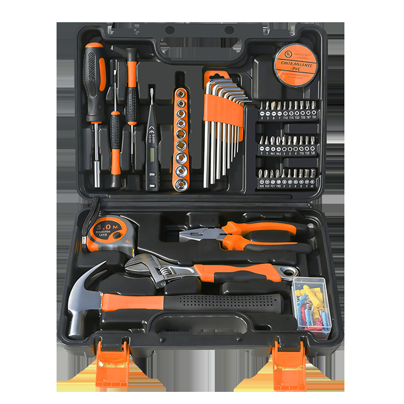 Σετ εργαλείων με 110 τεμάχια σε κουτί, για οικιακές εγκαταστάσεις, υδραυλικά, ηλεκτρολογία και ξυλουργικές επισκευές (Μάρκα: Fred; Υλικά: PP, TPR, χάλυβας άνθρακα)