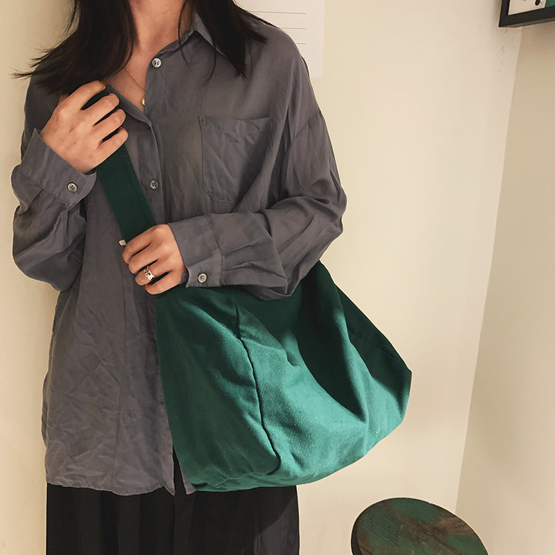 Ženska Tote torba u korejskom stilu, velika kapaciteta, crossbody s jednom naramenicom, washed vintage canvas bucket torba