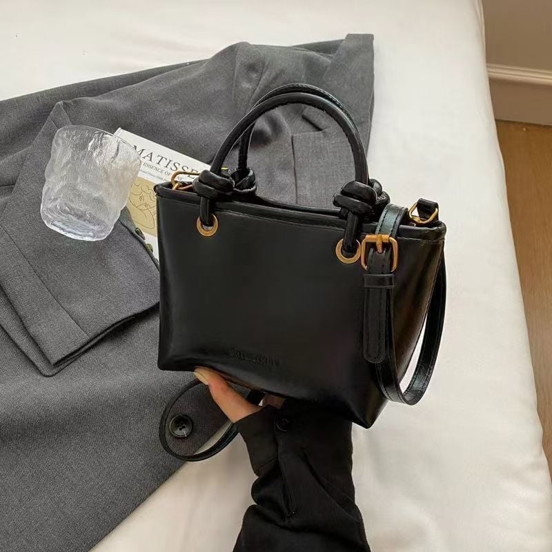 Geantă bucket unisex, piele sintetică, căptușeală din pânză, Primăvara 2025