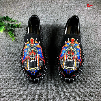 Vyriniai audinio bateliai Old Beijing, apvali nosis, viršus iš medvilnės, vidus iš medvilnės, padai iš galvijų sausgyslės, žemas viršus