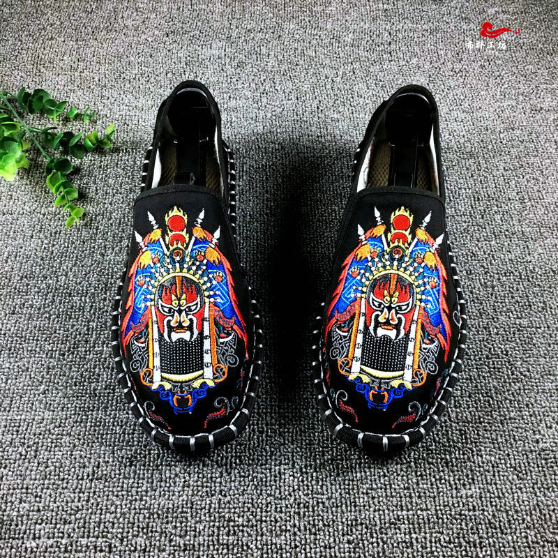 Vyriniai audinio bateliai Old Beijing, apvali nosis, viršus iš medvilnės, vidus iš medvilnės, padai iš galvijų sausgyslės, žemas viršus