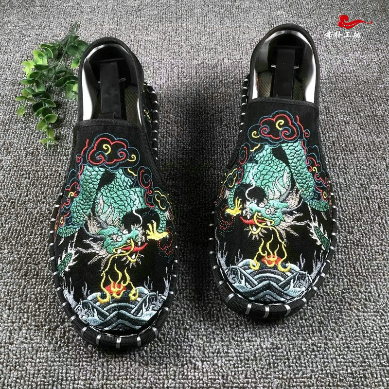 Vyriniai audinio bateliai Old Beijing, apvali nosis, viršus iš medvilnės, vidus iš medvilnės, padai iš galvijų sausgyslės, žemas viršus