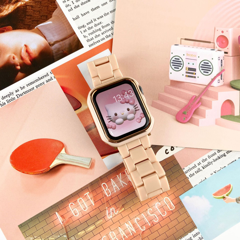 Set cu curea de ceas și husă protectoare pentru Apple Watch | Material: rășină | Brand: Xiameng | Compatibil cu Apple Watch | Greutate: 0.02 | Data lansării: 2022-05-30