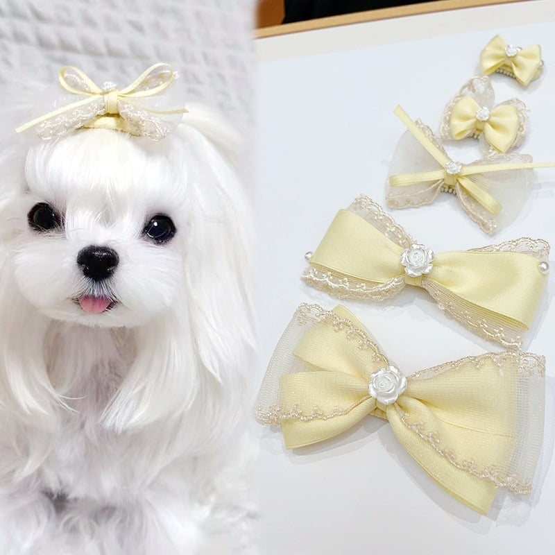 Klip za kosu za psa s mašnicom, princes stil, najlon materijal, univerzalna upotreba