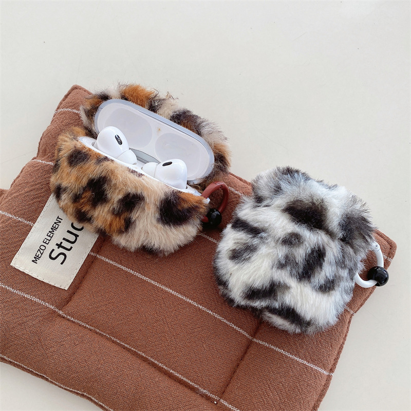Θήκη AirPods με λεοπάρ βελούδινο υλικό, μαλακό περίβλημα σε cartoon στυλ, κατασκευή με κόλλα — Μάρκα Kirby, Συμβατή με Apple