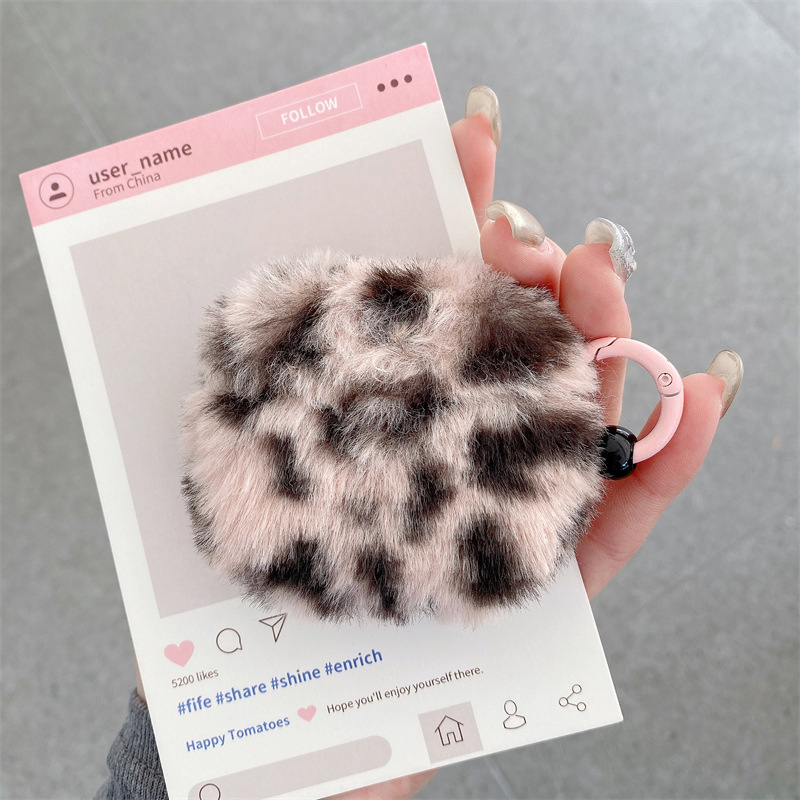 Θήκη AirPods με λεοπάρ βελούδινο υλικό, μαλακό περίβλημα σε cartoon στυλ, κατασκευή με κόλλα — Μάρκα Kirby, Συμβατή με Apple