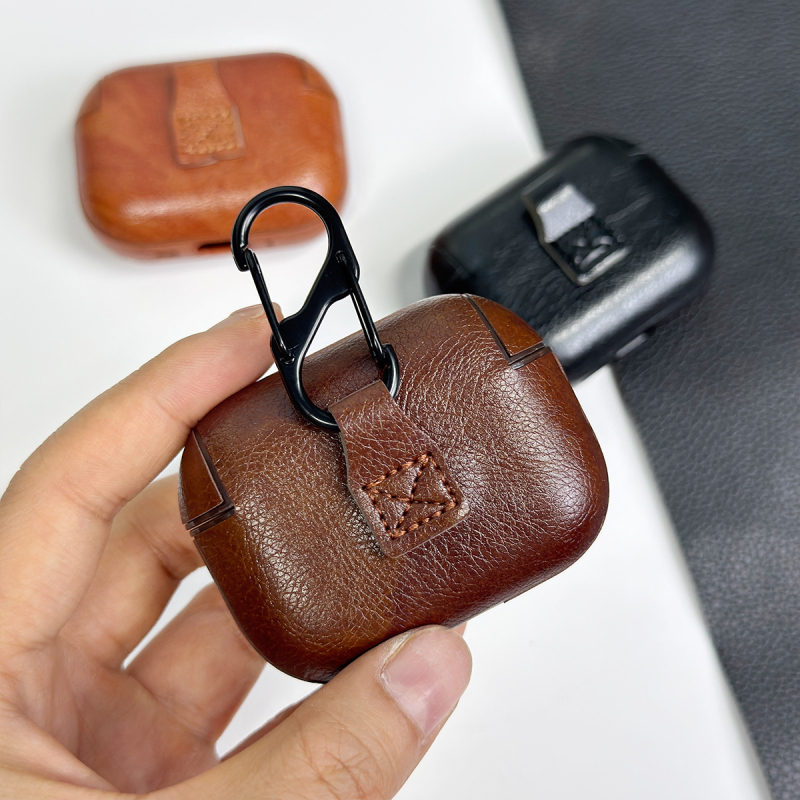 Θήκη AirPods Pro 1/2/3 γενεών – δερμάτινο στυλ, σκληρό περίβλημα προστασίας, από πλαστικό + τεχνητό δέρμα, χειροποίητη κατασκευή, προσαρμοζόμενη, συμβατή με Apple