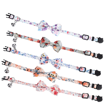 Macska nyakörv masnival és zöld virágos csattal, 20-30 cm hosszú, 1,0 cm széles