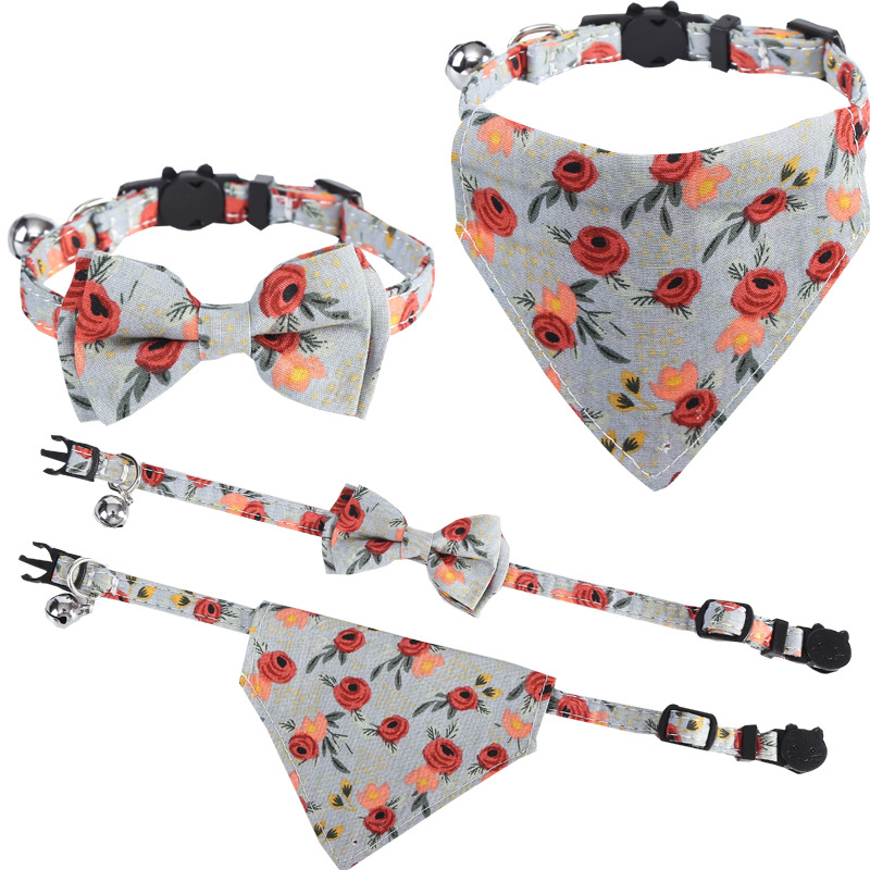 Macska nyakörv masnival és zöld virágos csattal, 20-30 cm hosszú, 1,0 cm széles