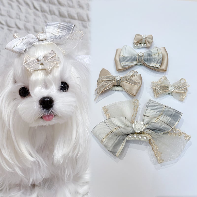 Clip de păr pentru câini cu funda, nylon, stil prințesă, potrivire universală