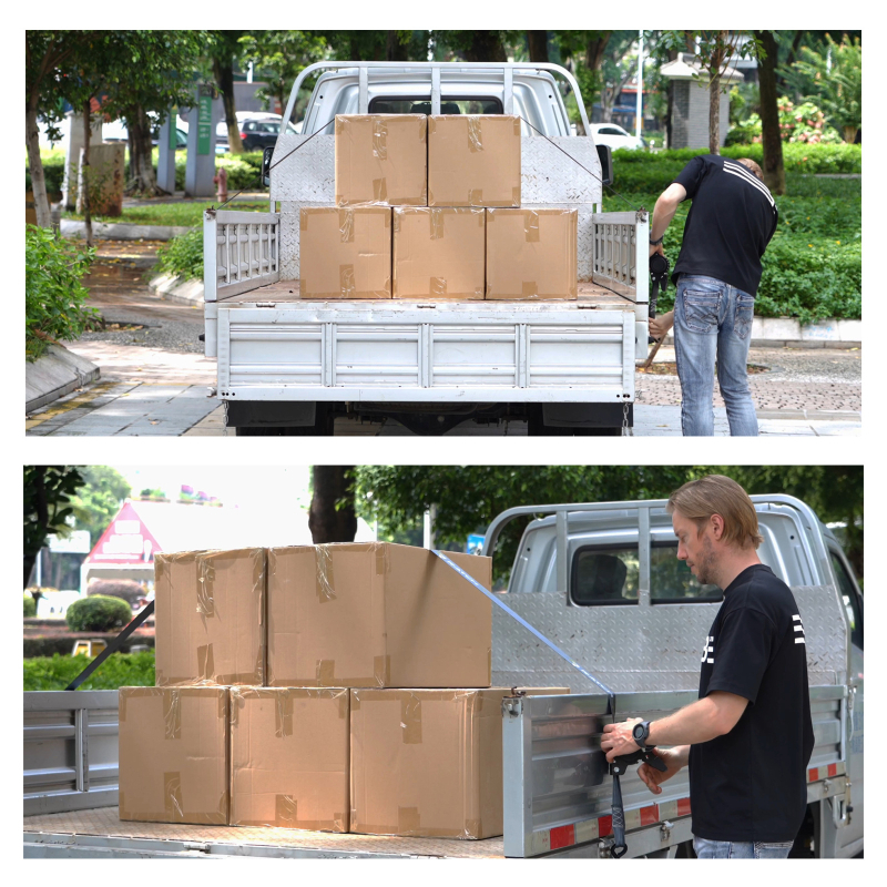 Smagas spriegošanas siksnas ar drošības sprādzēm, kravu transportam, vispārējai lietošanai