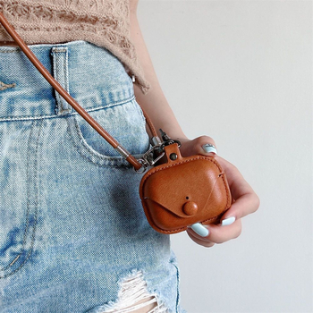 Carcasă pentru AirPods Pro 2 din piele sintetică, stil cartoon, imprimeu în relief, suport personalizare, compatibil Apple