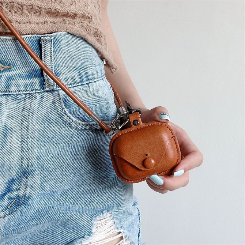 Carcasă pentru AirPods Pro 2 din piele sintetică, stil cartoon, imprimeu în relief, suport personalizare, compatibil Apple