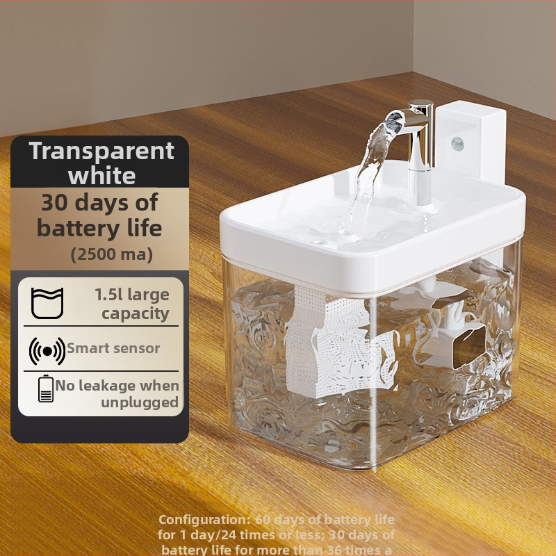 Διανομέας νερού για κατοικίδια με βάση σταθερής θερμοκρασίας, ασύρματος αισθητήρας, αυτόματη κυκλοφορία, 1500 ml, PC φιλικό προς τα τρόφιμα