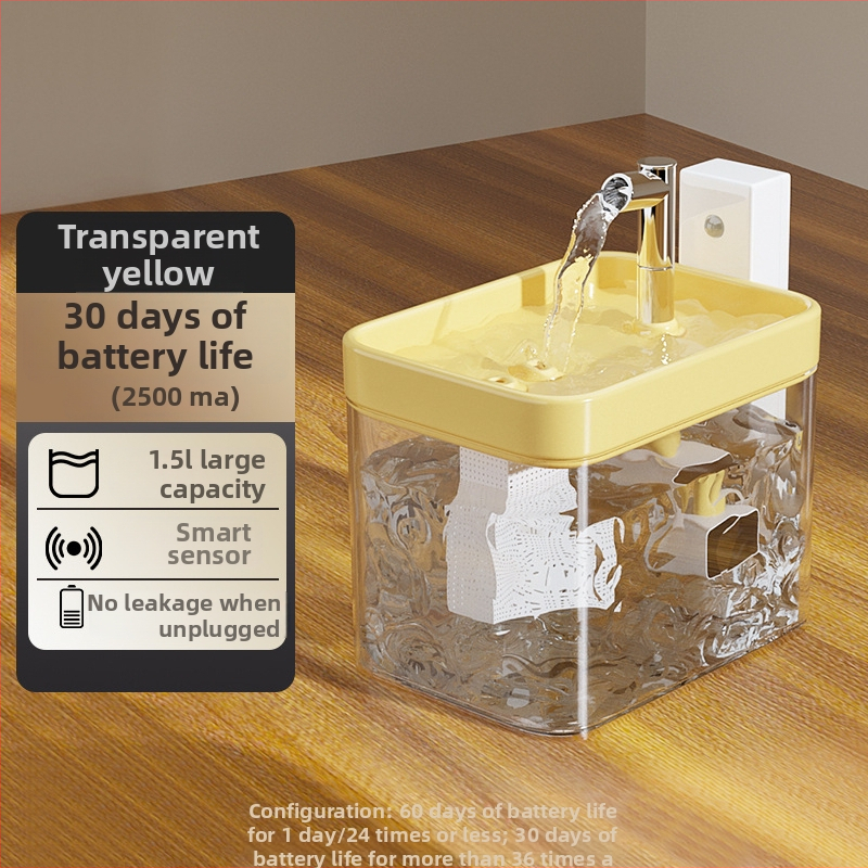 Διανομέας νερού για κατοικίδια με βάση σταθερής θερμοκρασίας, ασύρματος αισθητήρας, αυτόματη κυκλοφορία, 1500 ml, PC φιλικό προς τα τρόφιμα