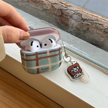 Θήκη προστασίας AirPods με ρετρό καρό λουράκι — PC υλικό, ανάγλυφη μαλακή θήκη, καθολικά συμβατή με Apple